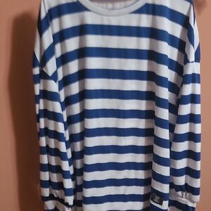 SHEIN Curve Blue and White Striped Top